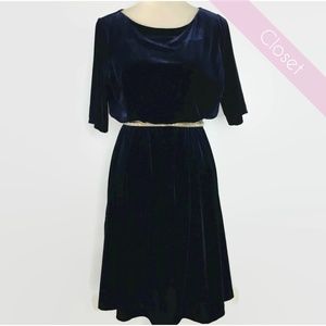 Land's End Navy Blue Velvet Dress NWOT